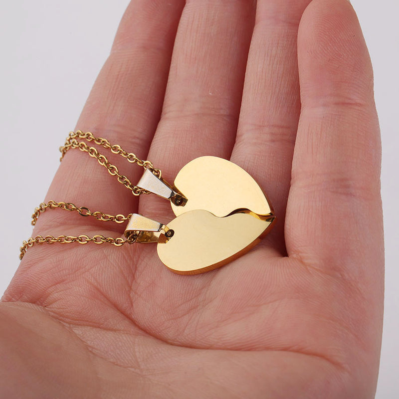 Ensemble collier puzzle "Amour" en acier inoxydable