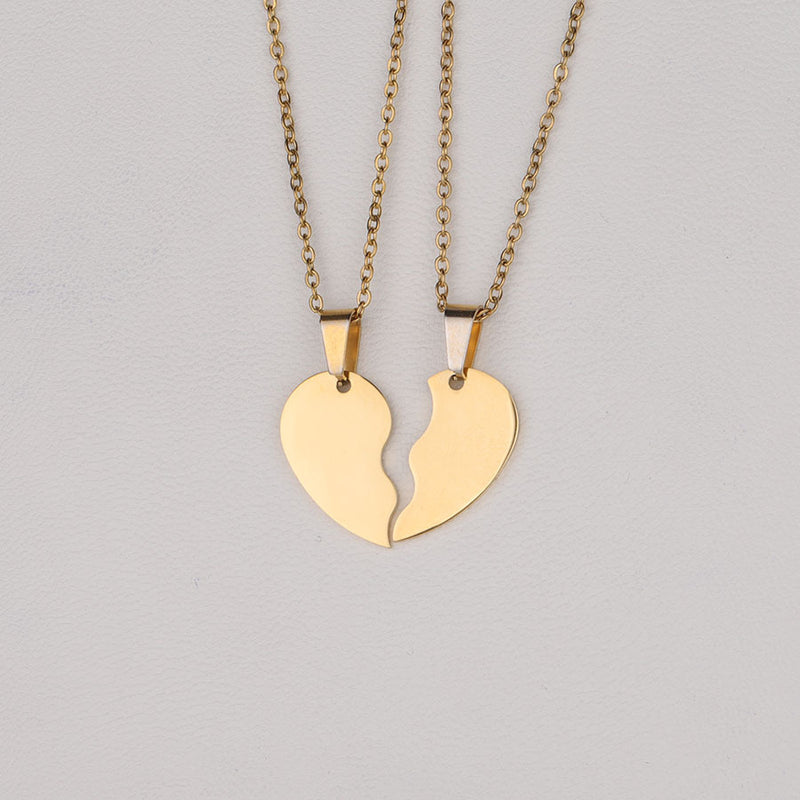 Ensemble collier puzzle "Amour" en acier inoxydable