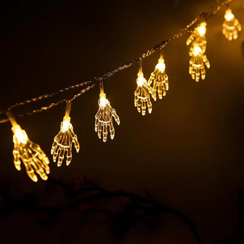 Skeleton lighting chain, skeleton hand, Halloween party atmosphere