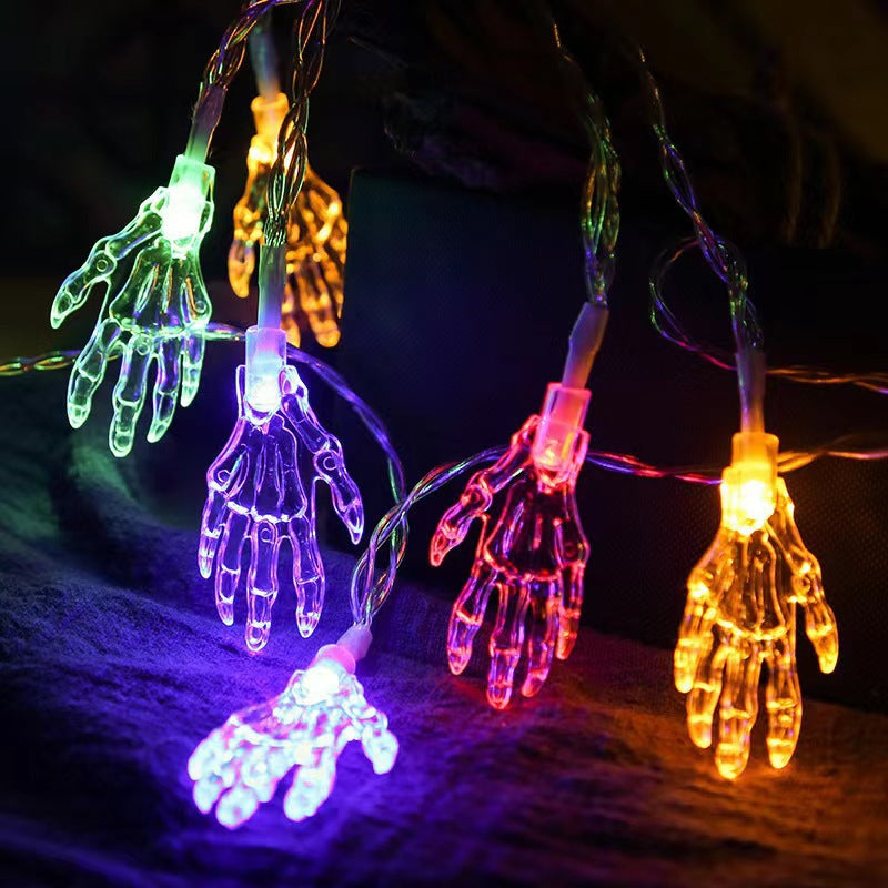 Skeleton lighting chain, skeleton hand, Halloween party atmosphere