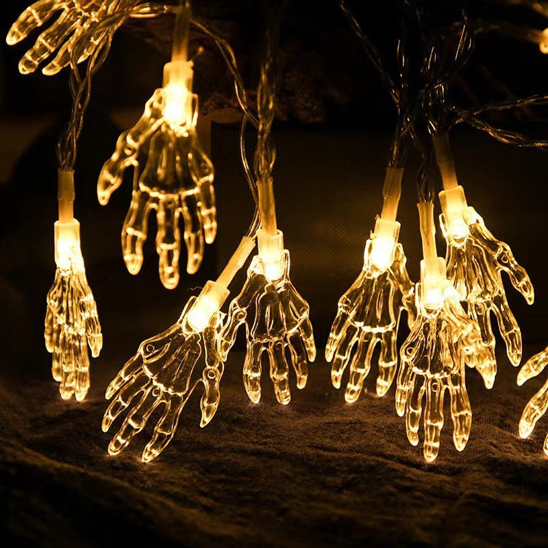 Skeleton lighting chain, skeleton hand, Halloween party atmosphere