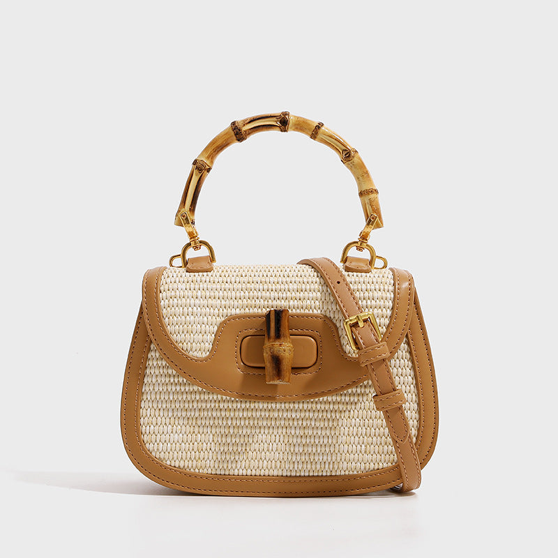 Handbag with bamboo handle