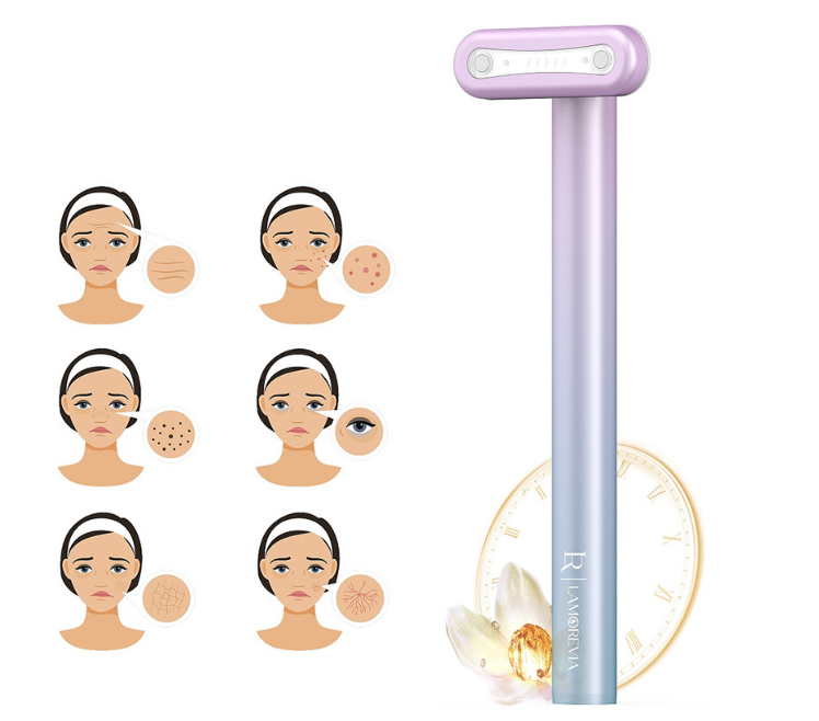 4in1 facial beauty wand with LED red light therapy, EMS and high frequency